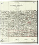 Kansas Vintage Map 1884 Acrylic Print