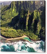 Ke'e Beach From A Doors Off Helicopter Tour Acrylic Print