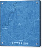 Kettering Oh City Vector Road Map Blue Text Acrylic Print