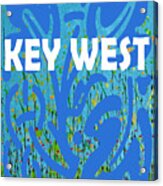 Key West Wildflower Abstract 308 In Blue Acrylic Print