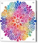Kurama - Colorful Vibrant Rainbow Mandala Pattern Acrylic Print