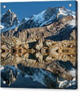 La Meije Peak Mirrored In Lake Lerie Acrylic Print