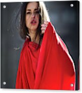 Lady In Red In Desolate Place 5 Acrylic Print