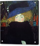 Lady With A Hat And A Feather Boa Acrylic Print