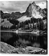 Lake Blanche And The Sundial Black And White - Big Cottonwood Canyon, Utah Acrylic Print