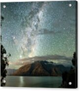 Lake Te Anau Southern Hemisphere Night Sky Nz Acrylic Print