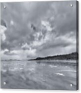 Land And Sea Near Green Point Black And White Acrylic Print