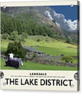 Langdale Sheep Cream Railway Poster Acrylic Print