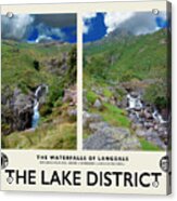 Langdale Waterfalls Cream Railway Poster Acrylic Print