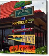 Lanikai Kailua Waikiki Beach Signs Acrylic Print