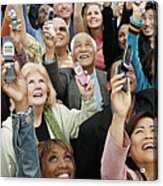 Large Crowd Of People Holding Their Mobile Phones In The Air Acrylic Print