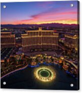 Las Vegas Bellagio Fountains Sunset Acrylic Print