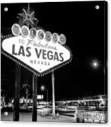 Las Vegas Famous Welcome Sign In Black And White Acrylic Print