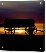 Last Load - Wagon With Load Of Lumber In Silhouette With Sunset Acrylic Print