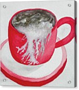 Latte In A Red Mug Acrylic Print