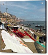 Laundry Day Along The Ganges In Varanasi Acrylic Print