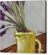 Lavender In A Yellow Pitcher Acrylic Print