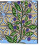 Leaf And Design Azure Blue 3 Acrylic Print