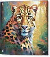 Leopard Forest Portrait - 01945 Acrylic Print