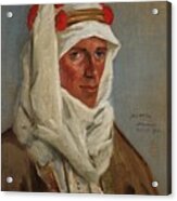 Lieutenant Colonel T E Lawrence, Cb, Dso, 1918 A Head And Shoulders Portrait Of Lawrence In Arab Hea Acrylic Print