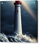 Lighthouse 09 Ocean Waves Acrylic Print