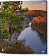 Little Hawksbill Crag At Sunset - Calico Rock Arkansas Acrylic Print