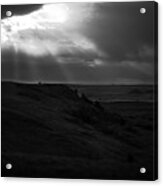 Lone Bison On Dramatic Landscape Acrylic Print