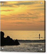 Lone Paddleboarder At Sunset Acrylic Print