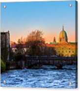 Looking Up River Corrib To Galway Cathedral Acrylic Print