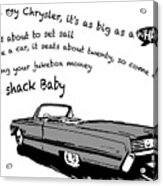 Love Shack Whale Classic Chrysler Car, Catchy Song, Funky Design - Battleship Grey Edition Acrylic Print