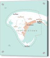 Ma Barnstable Provincetown Vector Road Map Acrylic Print