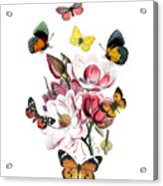 Magnolia With Butterflies Acrylic Print