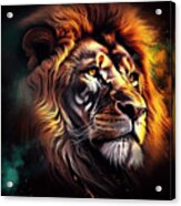 Majestic Lion Portrait Digital Art Illustration Acrylic Print