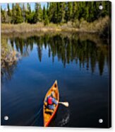 Man Canoeing On The River Acrylic Print