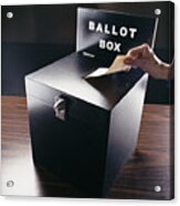 Man Inserting Voting Paper Into A Ballot Box Acrylic Print