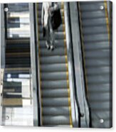 Man On Escalator With Luggage Acrylic Print