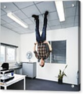 Man Standing Upside Down On The Ceiling. Acrylic Print