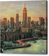 Manhattan Evening Skyline 50's Filter Acrylic Print