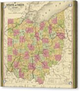 Map Of The State Of Ohio 1850 Acrylic Print