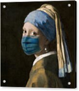 Masked Girl With A Pearl Earring Acrylic Print