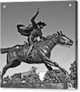 Masked Rider Statue in BW Acrylic Print