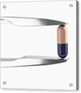 Medicinal Pill Held By Steel Pincer Acrylic Print