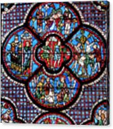 Medieval Stained Glass Window Of Chartres  Dedicated To The Good Samaritan Acrylic Print