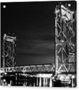 Memorial Bridge, A Night In Monochrome. Acrylic Print