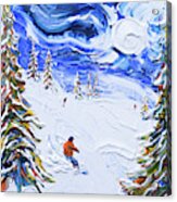 Meribel Snowboarder Print 3 Valleys Acrylic Print
