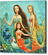 Mermaid Sisters Acrylic Print