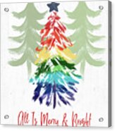 Merry And Bright Rainbow Christmas- Art By Linda Woods Acrylic Print