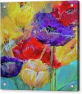Messy Summer Floral Competing For Attention Acrylic Print