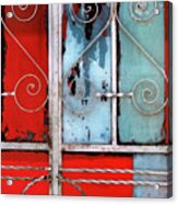 Mexico Photos - Red White And Blue Door Acrylic Print