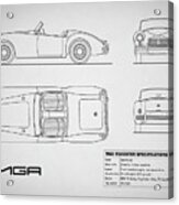 Mga Mk1 Blueprint - White Acrylic Print